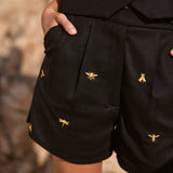 Short Vito negro bordado